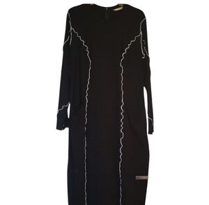 Black Knit Maxi Dress with White Lettuce Edge Accents